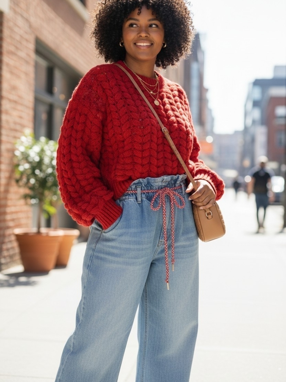 KBB by Kahlana The Chunky Knit Sweater Red Color Heavy Sweater -- MULT Sizes